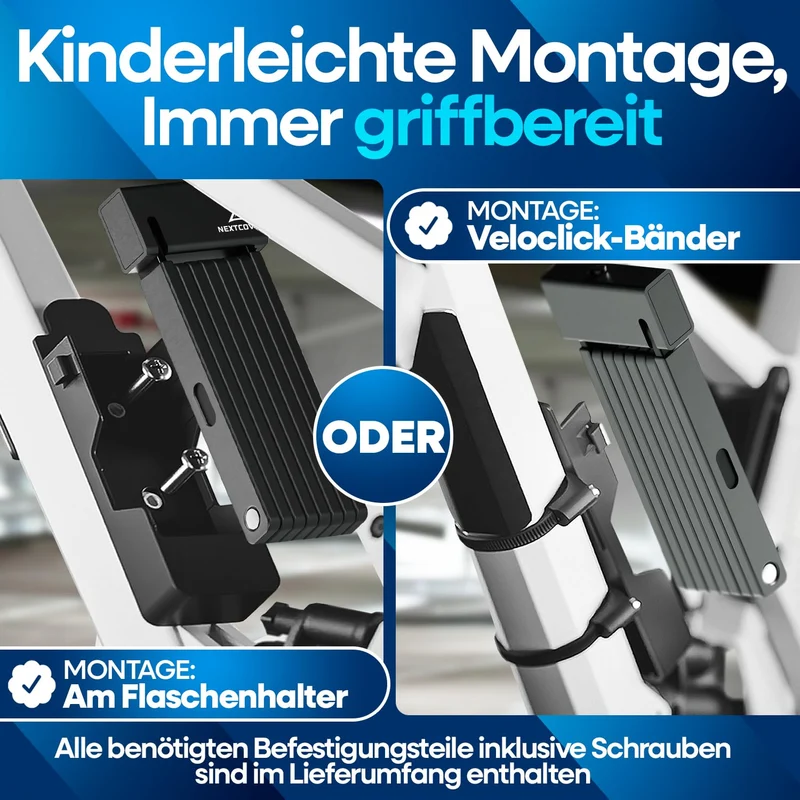 NEXTCOVER FoldOne Fahrrad Sicherheits-Faltschloss SteelSecure – 120cm