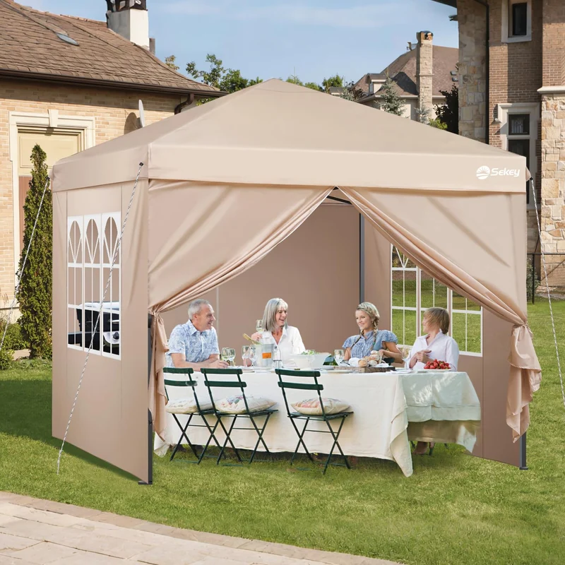 Sekey Pop Up Pavillon 3x3 m mit Seitenwänden - Khaki
