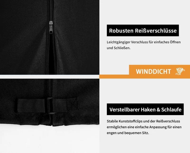 Dokon Hollywoodschaukel Abdeckung 4 Sitzer Schutzhülle - Schwarz