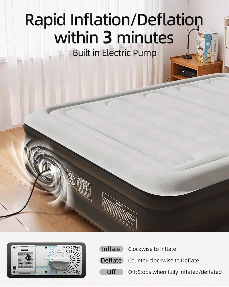 CHILLSUN Luftbett elektrisch aufblasbar 190x137x46 cm