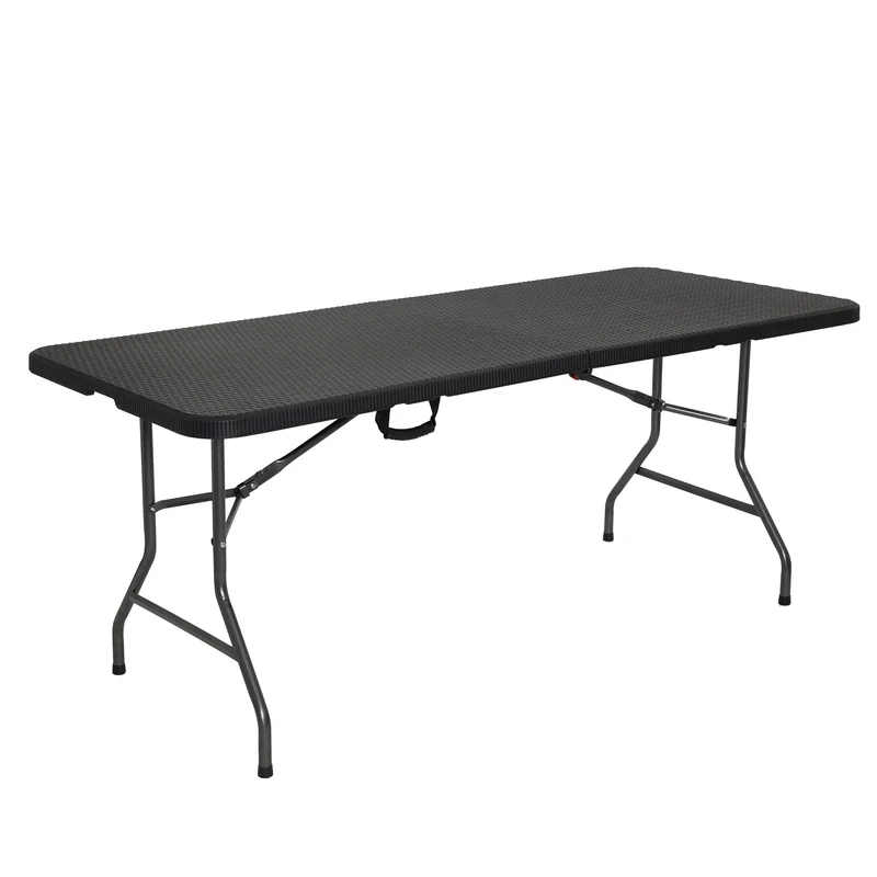 Arebos Buffettisch Klappbar Rattan Optik Schwarz 182x74 cm