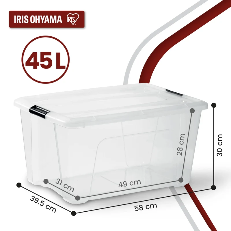 Iris Ohyama NTB-45 Aufbewahrungsboxen – 45L Transparent 6er-Set