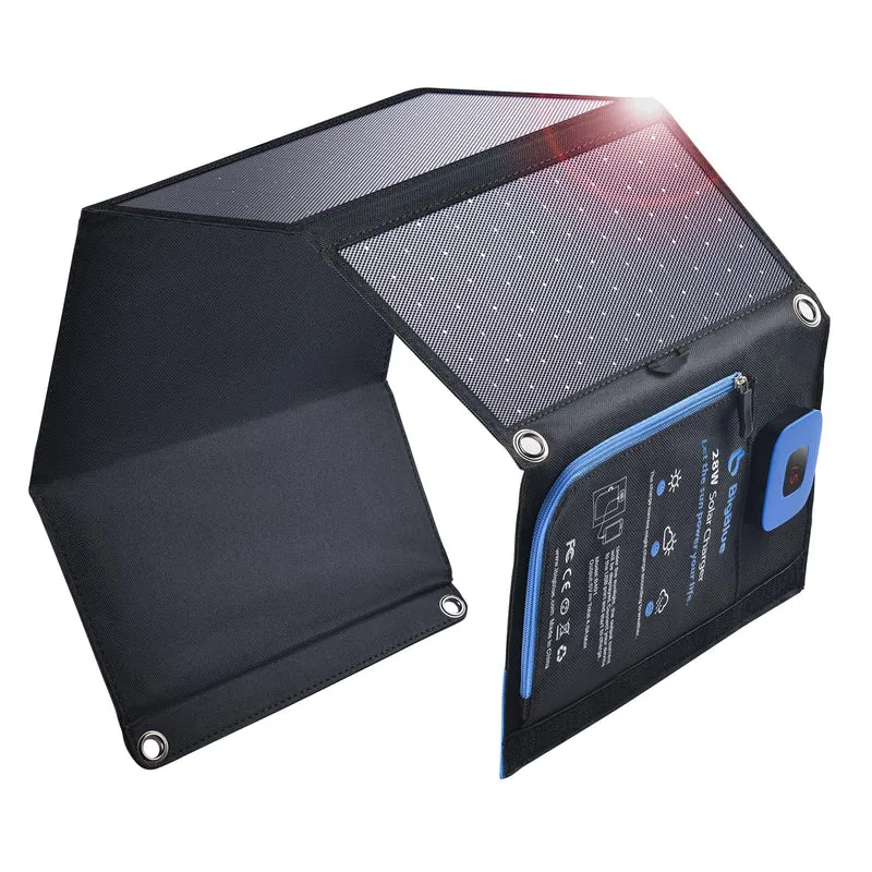 BigBlue 28W Tragbares Solar-Ladegerät USB-C/A - Digital Amperemeter