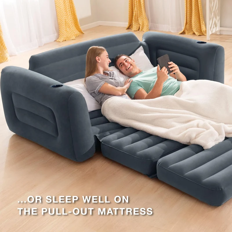 Intex Aufblas-Sofa-Bett ausziehbar Queen-Size Anthrazitgrau