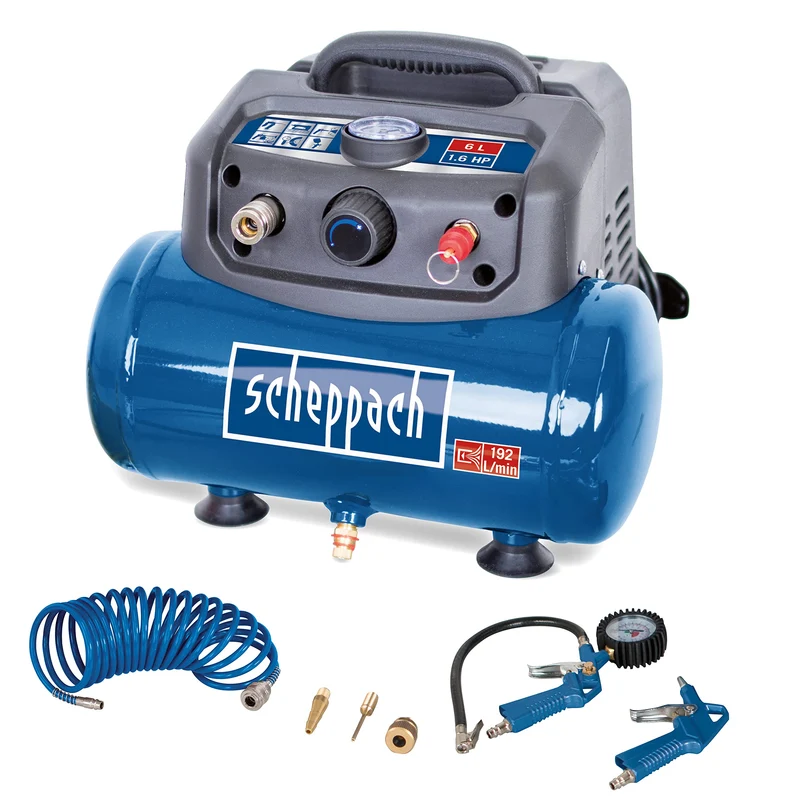 Scheppach HC06 Luftkompressor – ölfrei, 6L Kessel, mobil