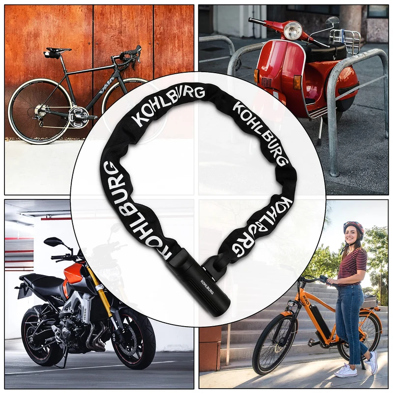 KOHLBURG Sicherheits-Kettenschloss 125cm 8.3mm – E-Bike Motorrad