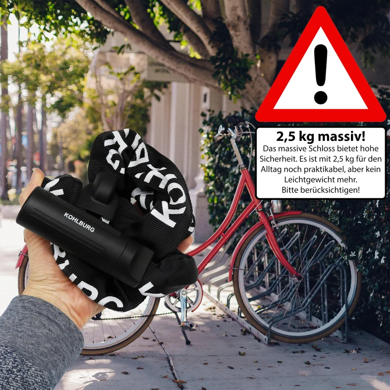 KOHLBURG Sicherheits-Kettenschloss 125cm 8.3mm – E-Bike Motorrad