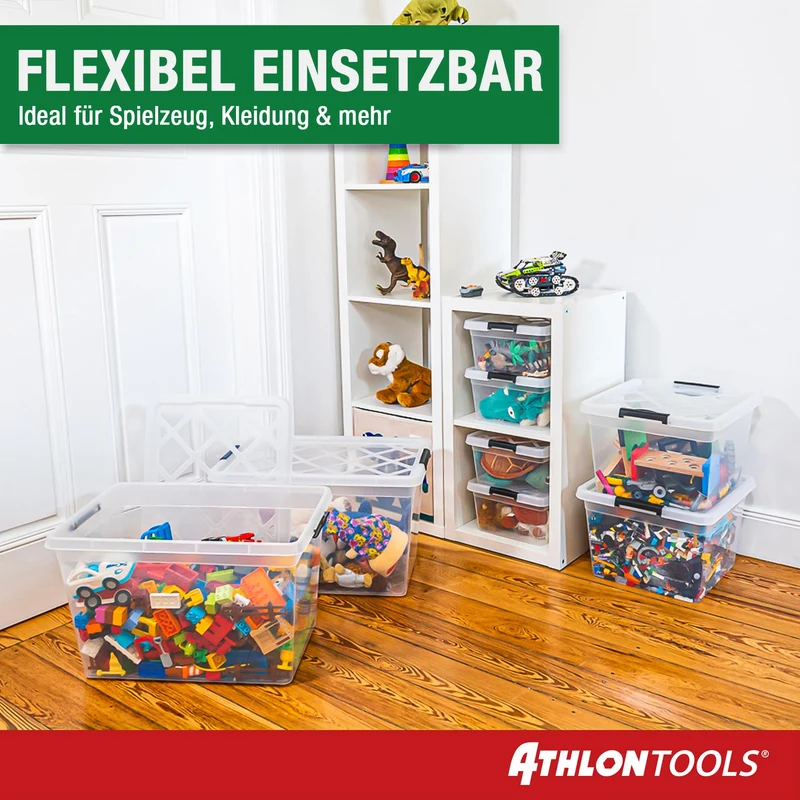 ATHLON TOOLS 4x 80L Aufbewahrungsboxen transparent lebensmittelecht