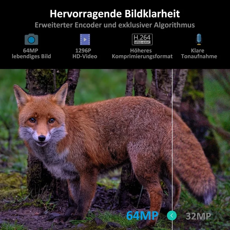 GardePro A3S Wildkamera - 64MP 1296P No Glow Infrarot