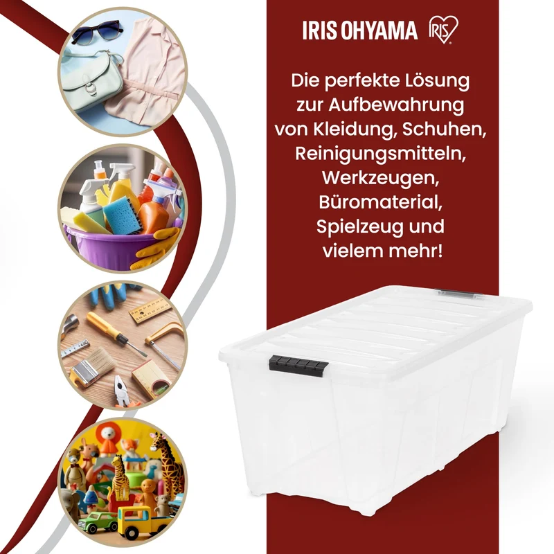 Iris Ohyama TB-84D Aufbewahrungsboxen - 80L 4er-Set Transparent