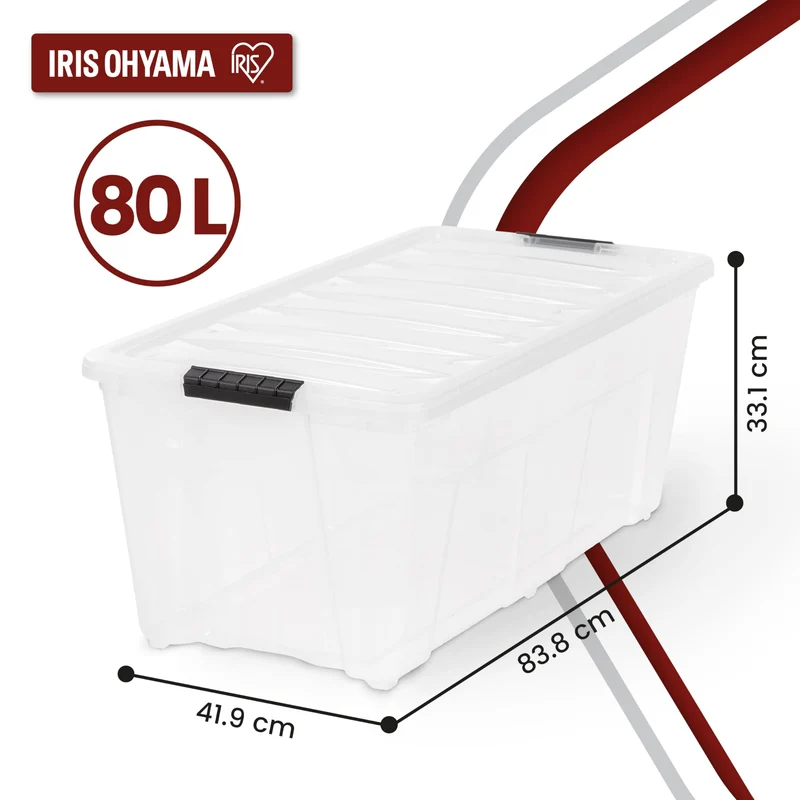 Iris Ohyama TB-84D Aufbewahrungsboxen - 80L 4er-Set Transparent