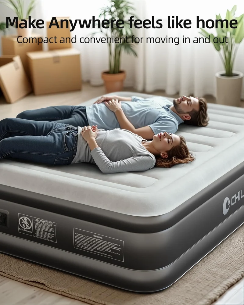 CHILLSUN Luftbett 2 Personen 203x152x46 cm – mit E-Pumpe