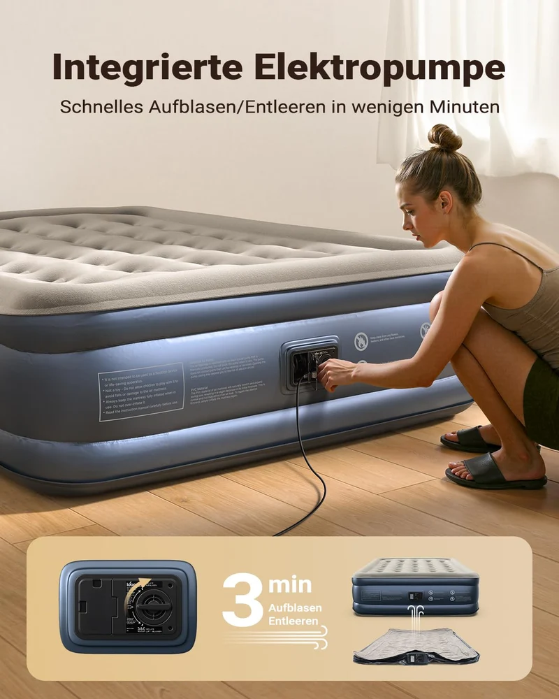 iDOO Luftmatratze Selbstaufblasend 2 Personen - 152x203x46cm