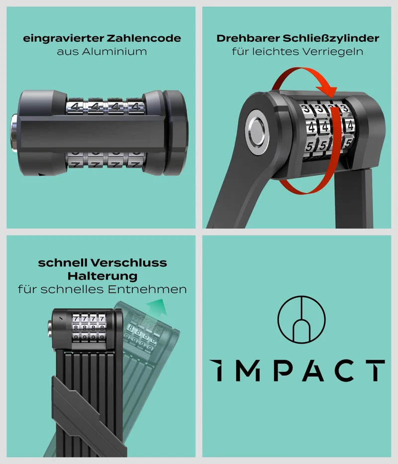 Impact PortaLock 15 Faltschloss Fahrrad Zahlenschloss 110cm