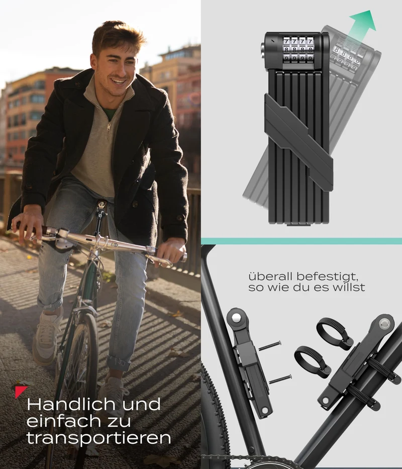Impact PortaLock 15 Faltschloss Fahrrad Zahlenschloss 110cm