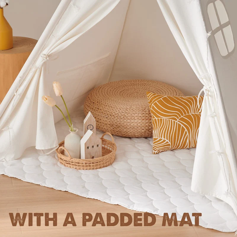 Tiny Land Tipi Zelt Kinderzelt - mit Decke & Lichterkette
