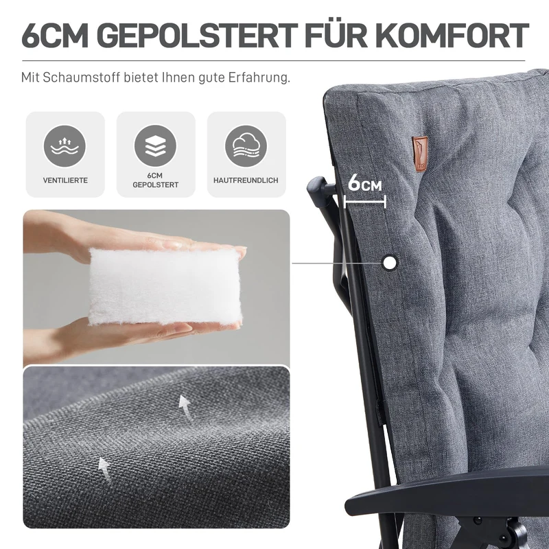 EVER ADVANCED Campingstuhl – faltbar, rückenverstellbar, gepolstert