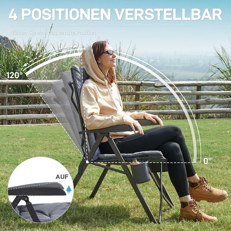 EVER ADVANCED Campingstuhl – faltbar, rückenverstellbar, gepolstert