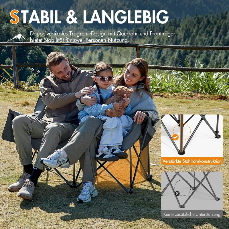 Portal Campingsofa 2 Personen faltbar – Dick gepolstert