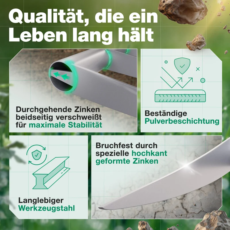 Smabix® Broadfork Grabegabel – 5 Zinken, robust & rückenschonend