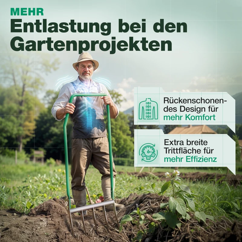 Smabix® Broadfork Grabegabel – 5 Zinken, robust & rückenschonend