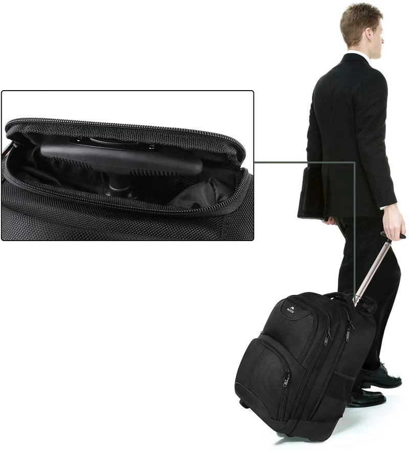 MATEIN Business Trolley Reiserucksack 17 Zoll – Schwarz