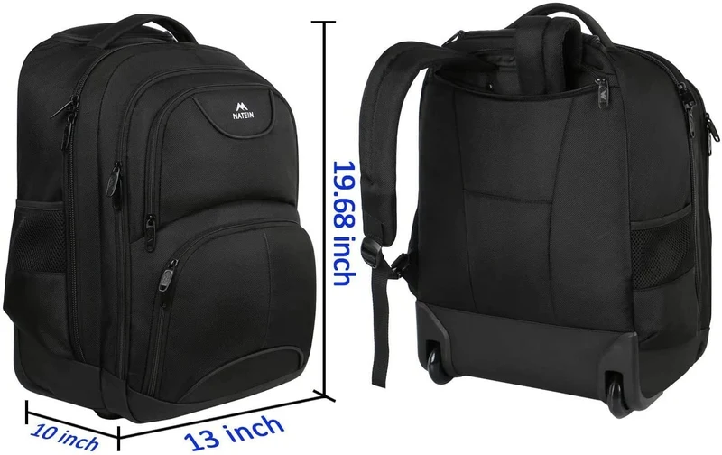 MATEIN Business Trolley Reiserucksack 17 Zoll – Schwarz