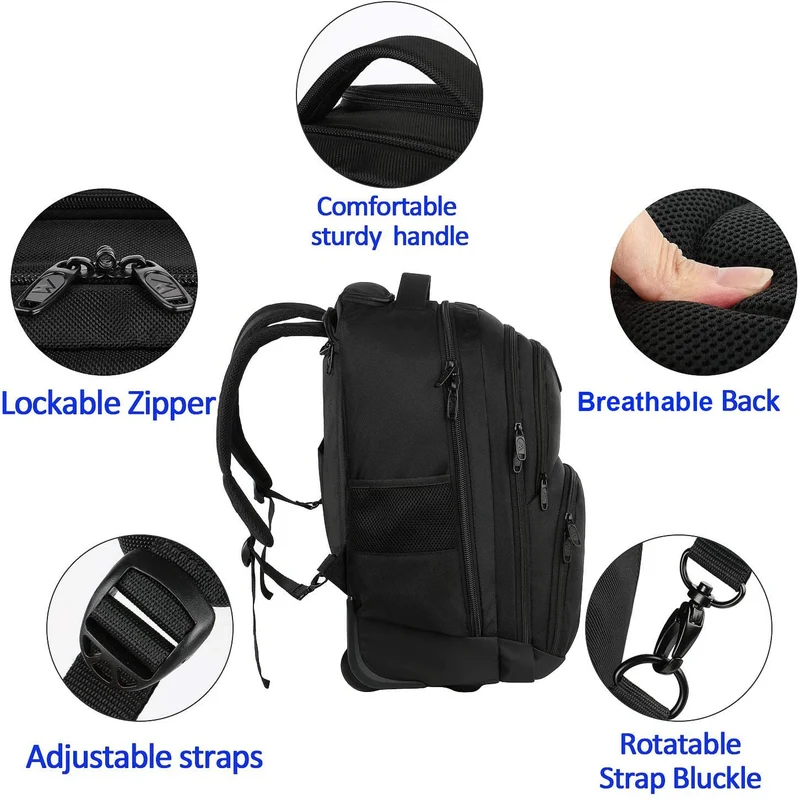 MATEIN Business Trolley Reiserucksack 17 Zoll – Schwarz