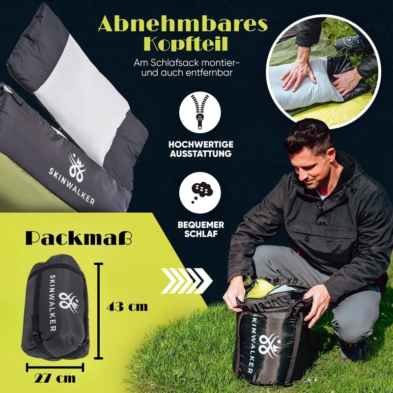 SkinWalker Deckenschlafsack 3-4 Jahreszeiten – Abnehmbares Polarfleece