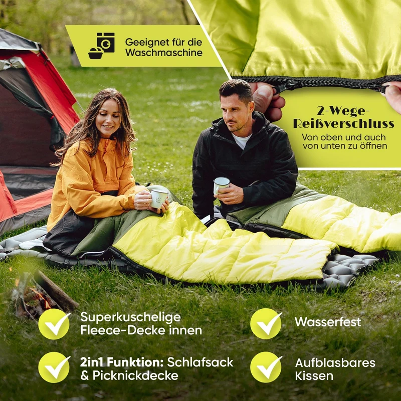 SkinWalker Deckenschlafsack 3-4 Jahreszeiten – Abnehmbares Polarfleece