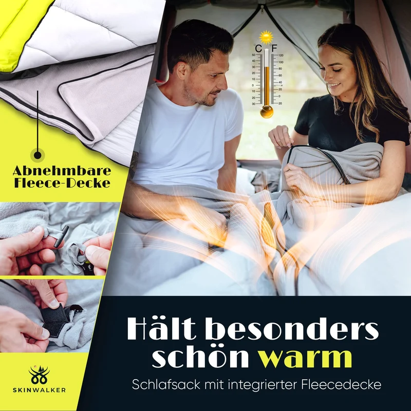SkinWalker Deckenschlafsack 3-4 Jahreszeiten – Abnehmbares Polarfleece