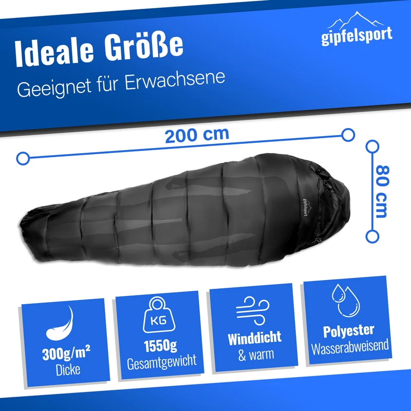 Gipfelsport Mumienschlafsack Ultraleicht – 4 Jahreszeiten Trekking
