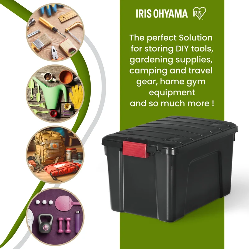 Iris Ohyama SIA-60 Kunststoff Aufbewahrungsbox 60L Schwarz 3er-Set