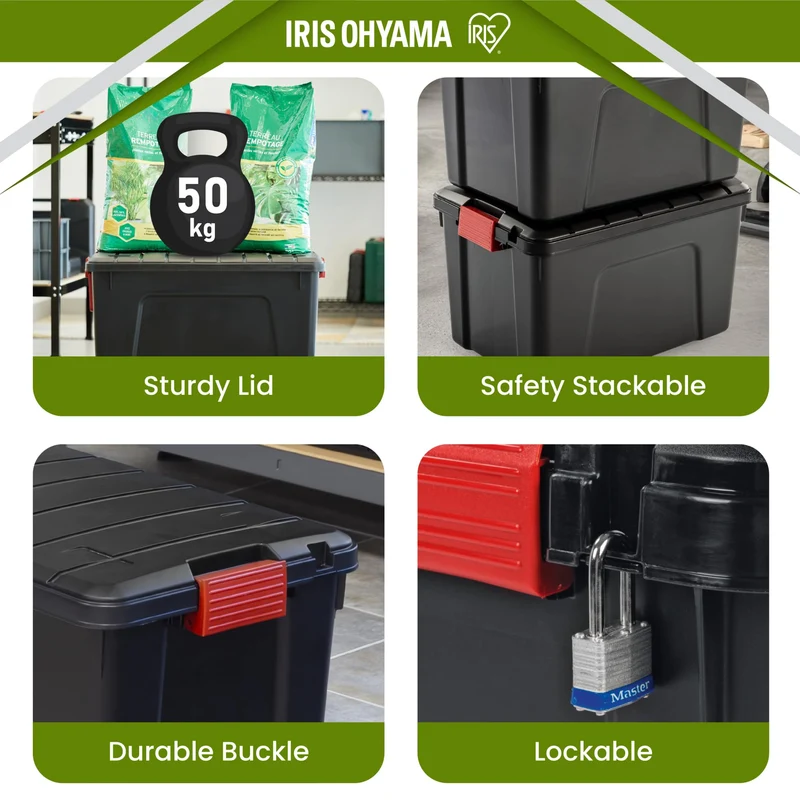 Iris Ohyama SIA-60 Kunststoff Aufbewahrungsbox 60L Schwarz 3er-Set