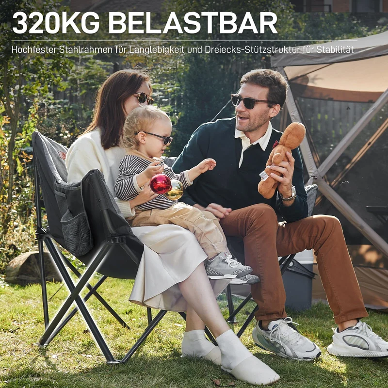 EVER ADVANCED Faltbares Campingsofa 2-Sitzer XXL - Grau