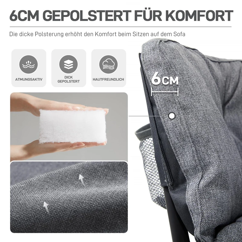 EVER ADVANCED Faltbares Campingsofa 2-Sitzer XXL - Grau
