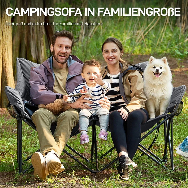 EVER ADVANCED Campingstuhl Faltsofa 2 Sitzer - Grau