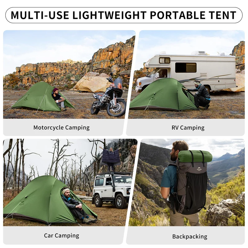 Naturehike Cloud up 2 Ultraleicht Zelt 2P - Upgrade 20D Waldgrün