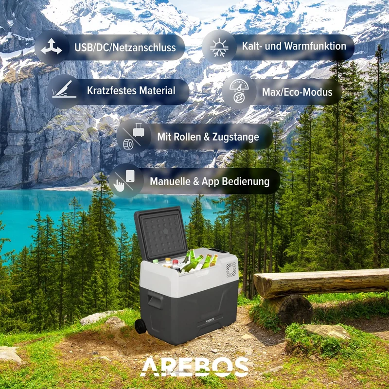 Arebos elektrische Kompressor Gefrierbox 39L mit Rollen