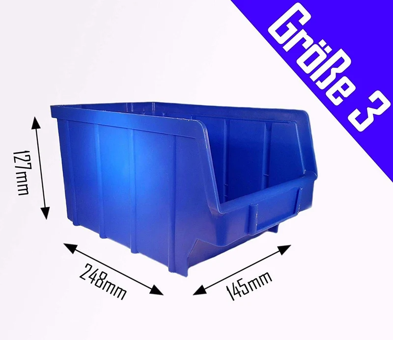 S&S-Shop Stapelboxen Set Kunststoff-Lagerboxen - Blau Gr.3