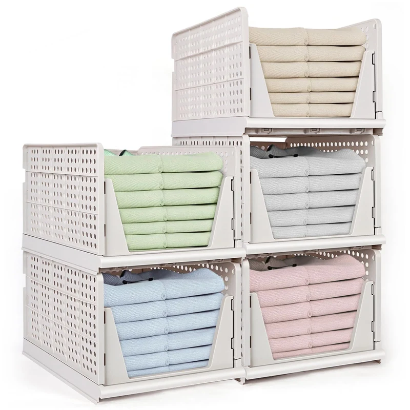 5er Set Stapelbare Schubladenbox Organizer – Weiss 42x33x25cm