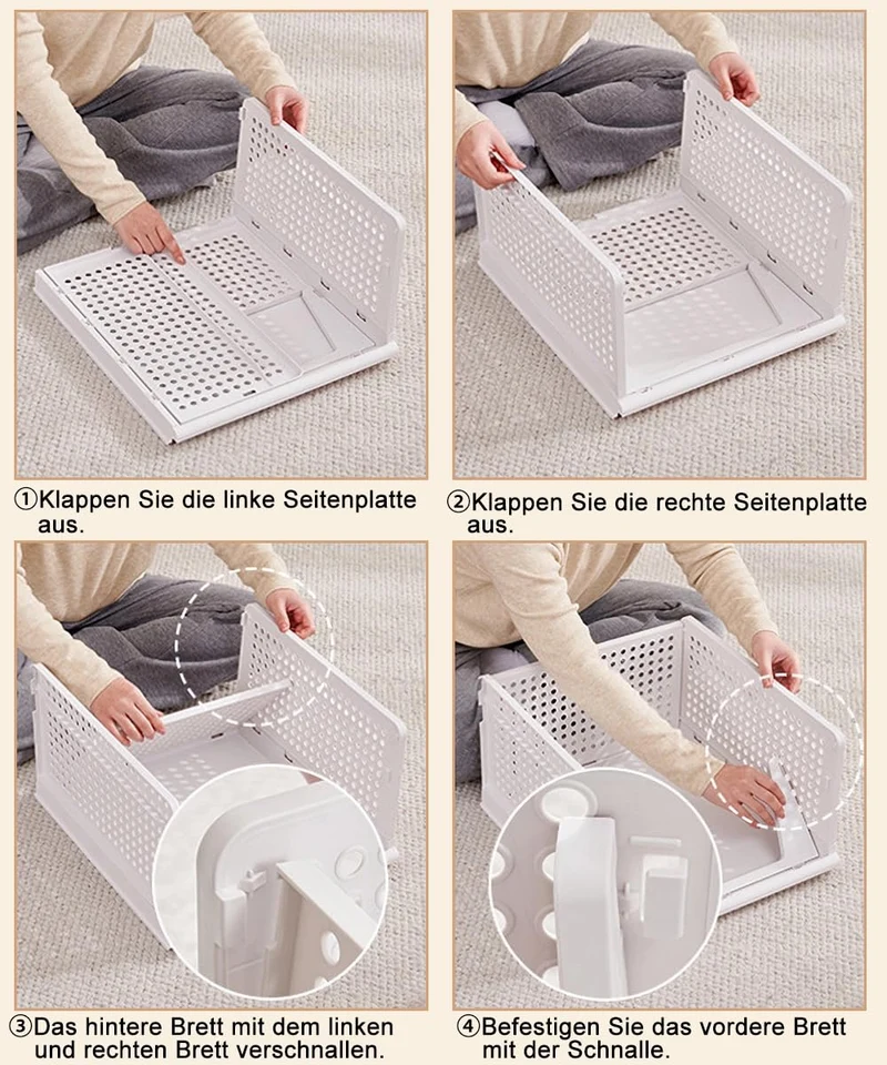 5er Set Stapelbare Schubladenbox Organizer – Weiss 42x33x25cm