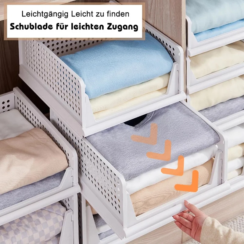 5er Set Stapelbare Schubladenbox Organizer – Weiss 42x33x25cm
