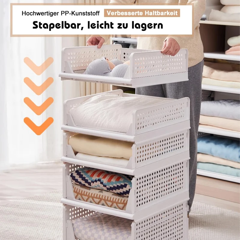 5er Set Stapelbare Schubladenbox Organizer – Weiss 42x33x25cm
