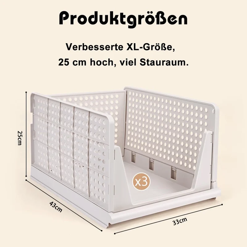 5er Set Stapelbare Schubladenbox Organizer – Weiss 42x33x25cm