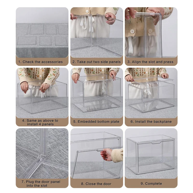 GUDEMAY XL Transparente Stapelbare Acryl Aufbewahrungsbox – 3er Set