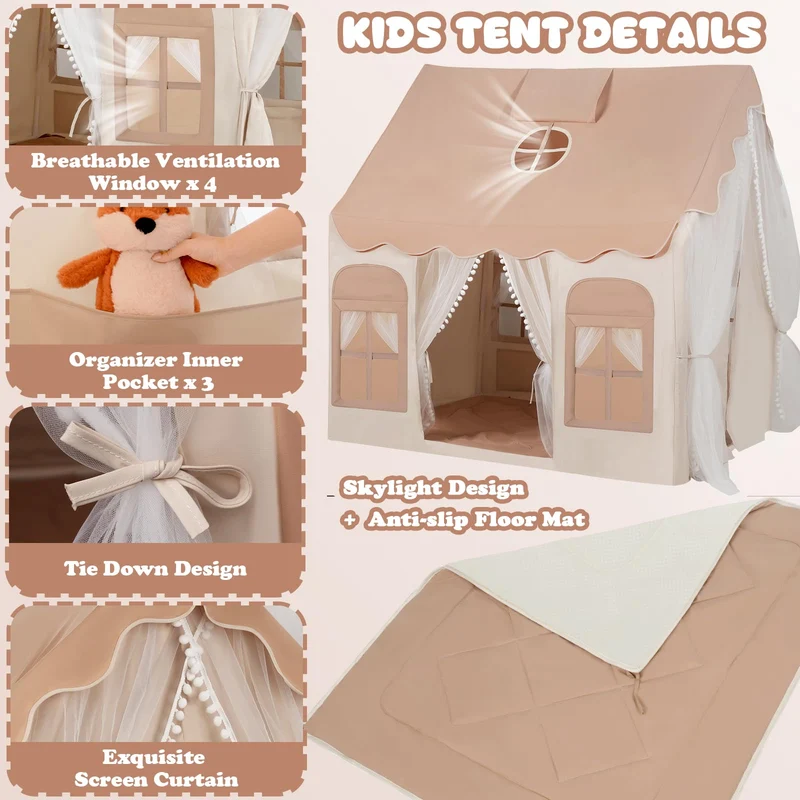snookids Kinder Tipi Zelt – Indoor Spielhaus Komplettset