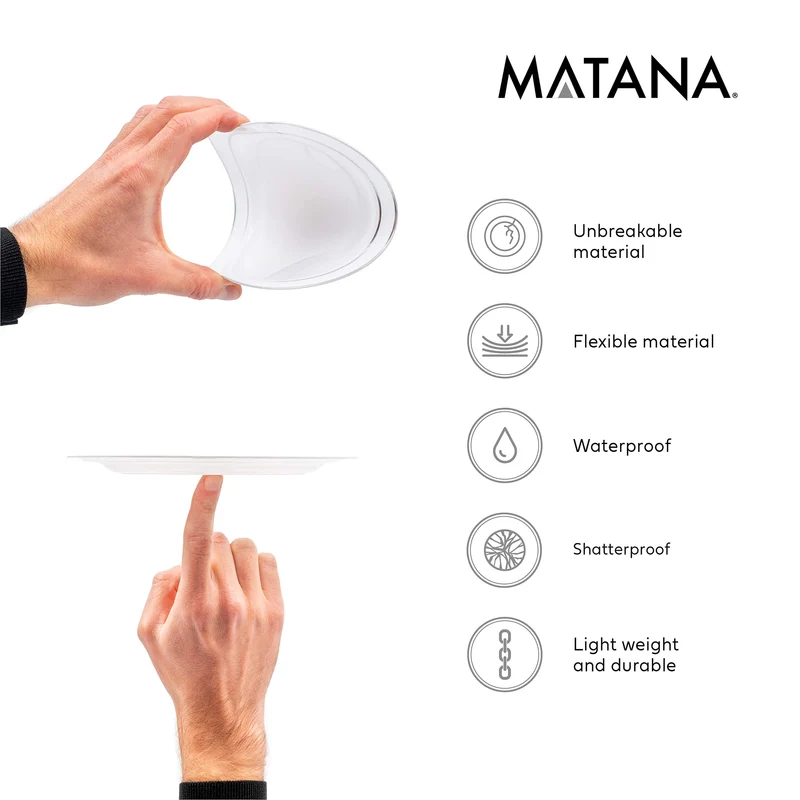 MATANA Plastikteller 120 Stk. – Weiss Silberrand, 2 Grössen