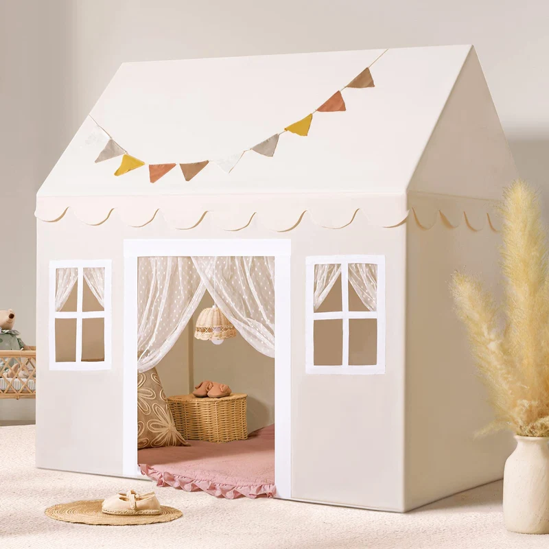 Tiny Land Kinder Spielzelt Indoor - Prinzessin mit Matte & Lichtern