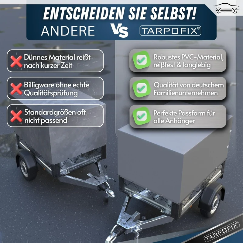 Tarpofix Anhänger Hochplane PVC 208x114x90 cm – Grau